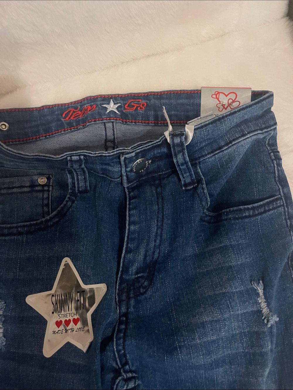 Skinny Fit Distressed girls Jeans - Dark Blue - Picture 4 of 7